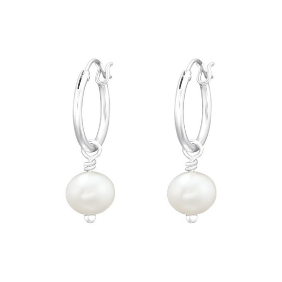 Freshwater Pearl Sterling Silver Huggie Hoop Earrings - Picture 1 of 12